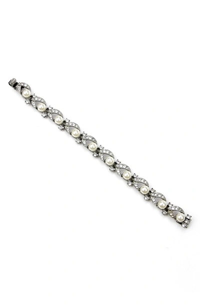 Shop Ben-amun Faux Pearl Line Bracelet In Ivory / Silver