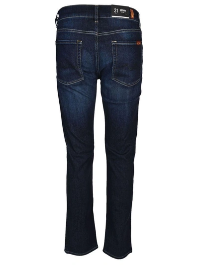 Shop 7 For All Mankind Stonewashed Regular Jeans In Dark Blue