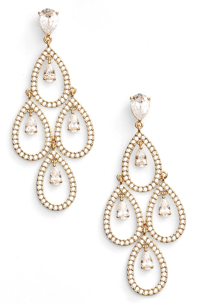 Shop Nadri Crystal Chandelier Earrings In Gold