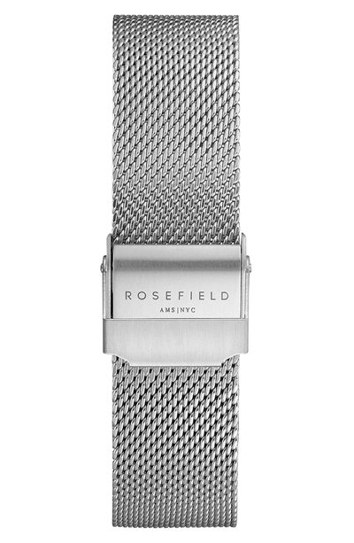 Shop Rosefield Tribeca Mesh Strap Watch, 33mm In Silver/ White/ Silver