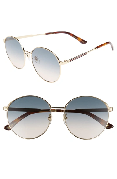 Shop Gucci 58mm Gradient Round Sunglasses In Gold/ Blue