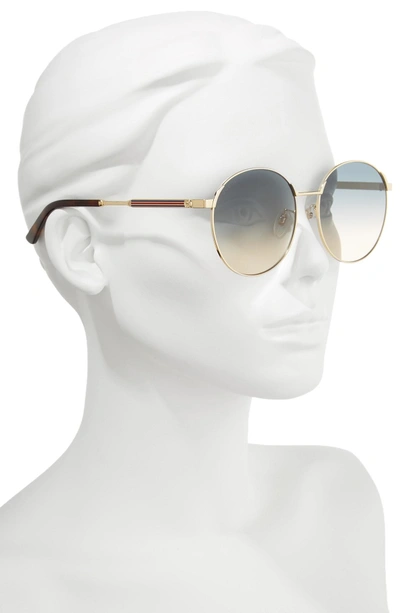 Shop Gucci 58mm Gradient Round Sunglasses In Gold/ Blue