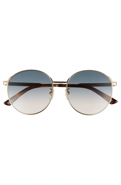 Shop Gucci 58mm Gradient Round Sunglasses In Gold/ Blue