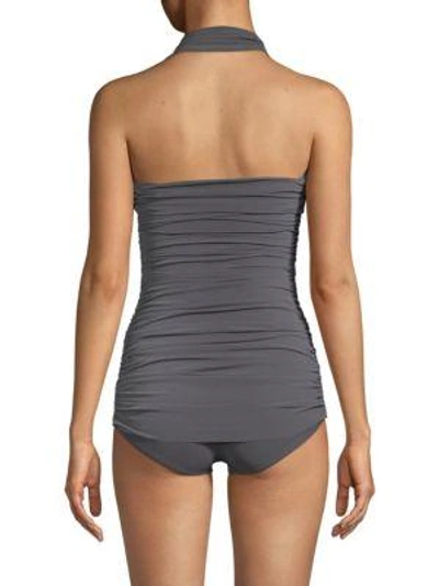 Shop Norma Kamali One-piece Halter Swimsuit In Pewter