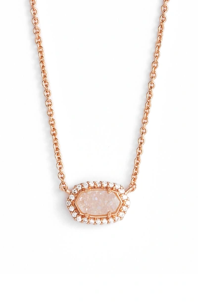 Shop Kendra Scott Chelsea Pendant Necklace In Iridescent Drusy/ Rose Gold