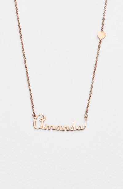 Shop Argento Vivo Personalized Script Name With Heart Necklace (nordstrom Online Exclusive) In Rose Gold