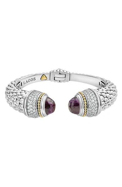 Shop Lagos Caviar Diamond & Semiprecious Stone Wrist Cuff In Amethyst