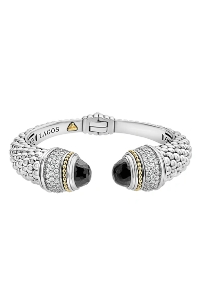 Shop Lagos Caviar Diamond & Semiprecious Stone Wrist Cuff In Black Spinel