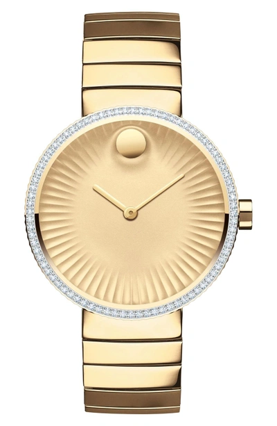 Shop Movado 'edge' Diamond Bracelet Watch, 34mm In Gold
