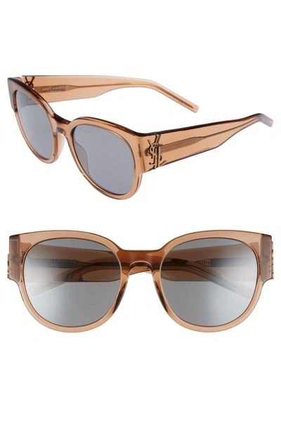 Shop Saint Laurent Sl M19 54mm Cat Eye Sunglasses - Nude