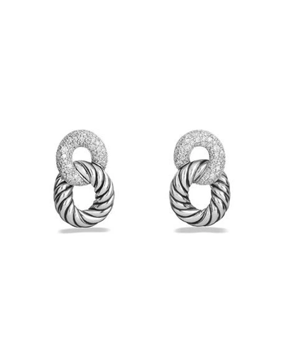 Shop David Yurman Belmont Curb Link Drop Earrings With Diamonds In Silver, 22mm