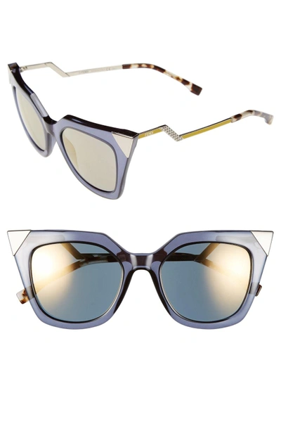 Shop Fendi 52mm Cat Eye Sunglasses - Blue/ Grey