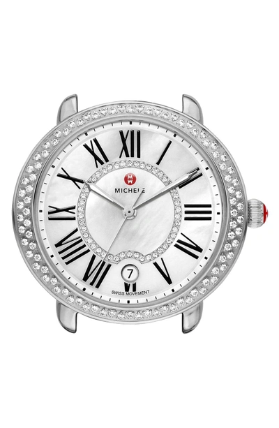 Shop Michele Serein 16 Diamond Watch Case, 34mm X 36mm In Silver/ White
