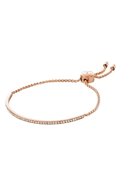 Shop Michael Kors Crystal Skinny Bracelet In Rose Gold