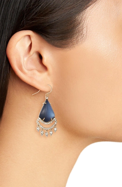 Shop Alexis Bittar Crystal Lace Lucite Chandelier Earrings In Sea Blue