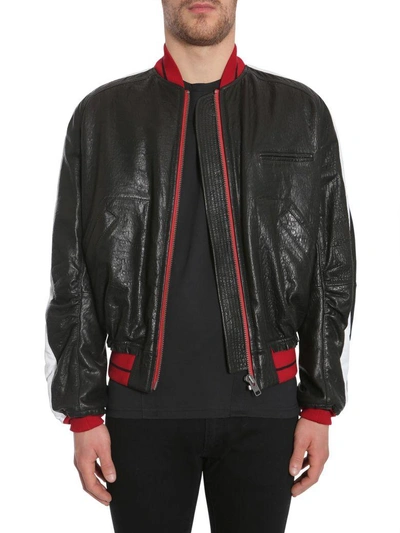 Shop Haider Ackermann Leather Bomber Jacket In Nero