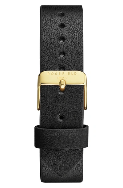 Shop Rosefield Gramercy Leather Strap Watch, 38mm In Black/ Gold