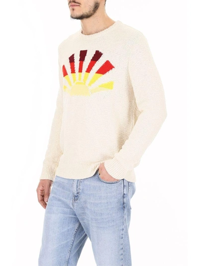 Shop Stella Mccartney Intarsia Cotton Pullover In Calicobeige