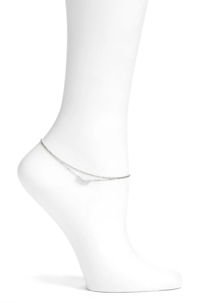 Shop Nadri Salome Cubic Zirconia Double Chain Anklet In Silver