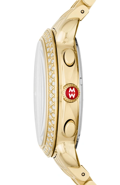 Shop Michele Sidney Chrono Diamond Dial Watch Case, 38mm In Gold/ Mop