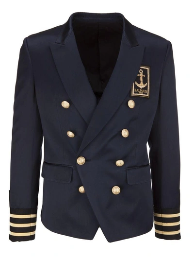 Shop Balmain Paris Blazer In Navy