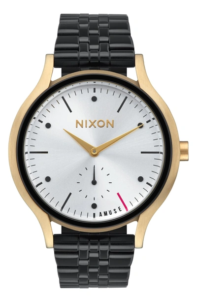 Shop Nixon Sala Bracelet Watch, 38mm In Black/ White/ Gold