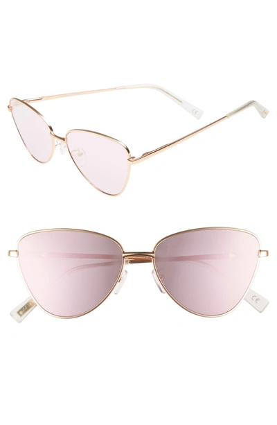 Shop Le Specs Echo 56mm Butterfly Sunglasses - Matte Rose Gold