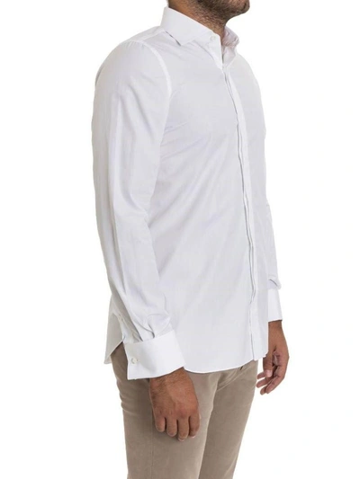 Shop Finamore Shirt Cotton Double Cuff In White