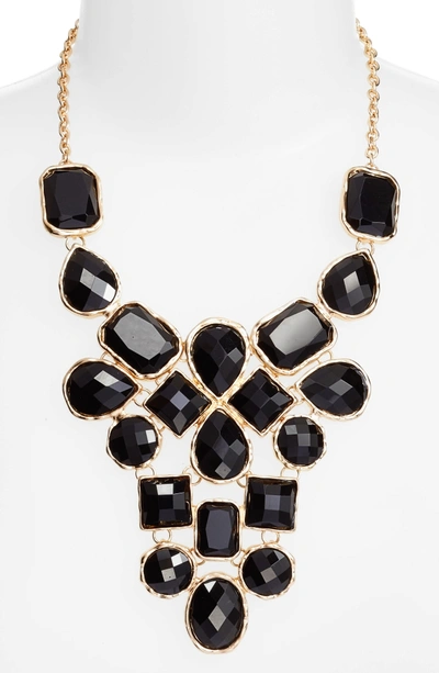 Shop Adia Kibur Stone Statement Necklace In Black/ Gold