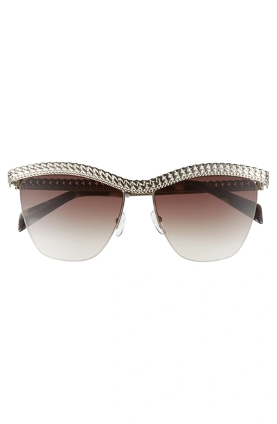 Shop Moschino 57mm Rimless Metal Bar Polarized Sunglasses - Silver Havana