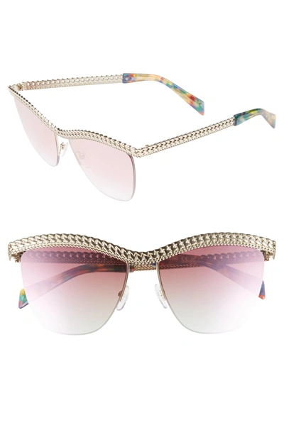 Shop Moschino 57mm Rimless Metal Bar Polarized Sunglasses In Gold Metal