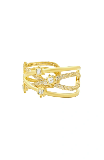 Shop Freida Rothman Ocean Azure Cuff In Gold/ Aqua