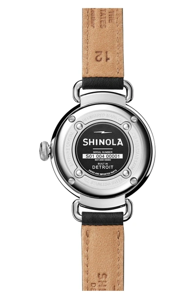 Shop Shinola Canfield Leather Strap Watch, 32mm In Black/ White Mother Of Pearl