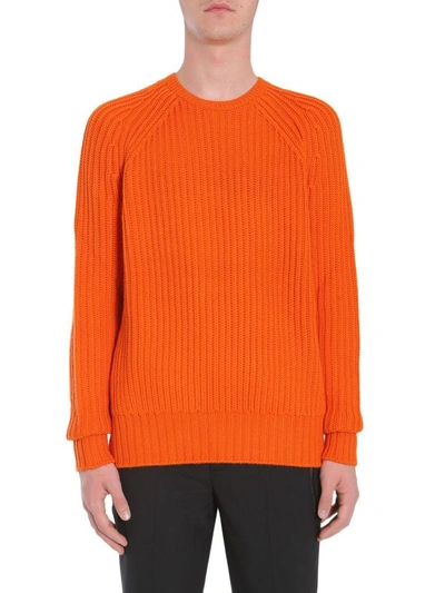 Shop Neil Barrett Round Collar Jumper In Arancione