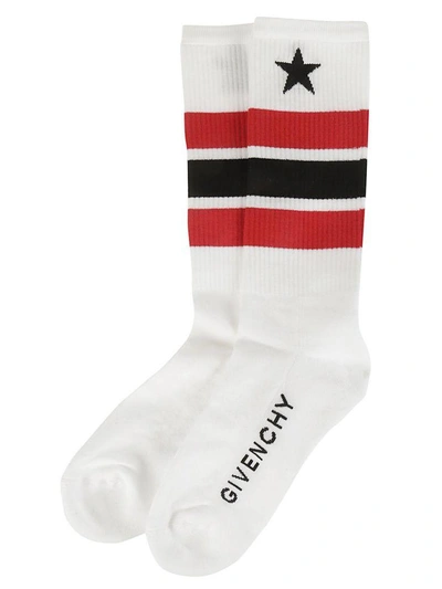 Shop Givenchy Star Socks In Bianco-rosso