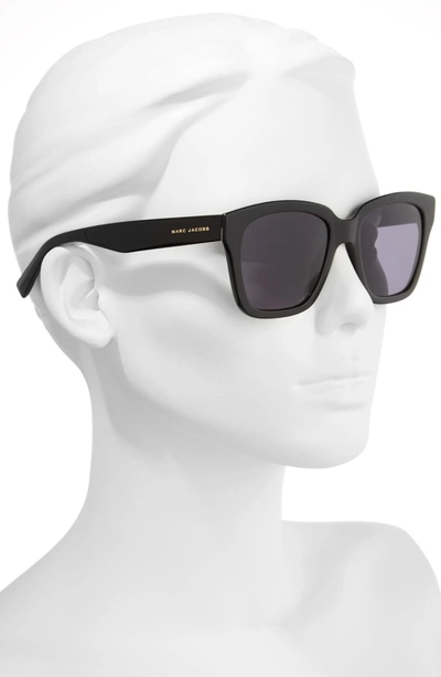 Shop Marc Jacobs 52mm Square Sunglasses - Black Glitter/ Gray Blue