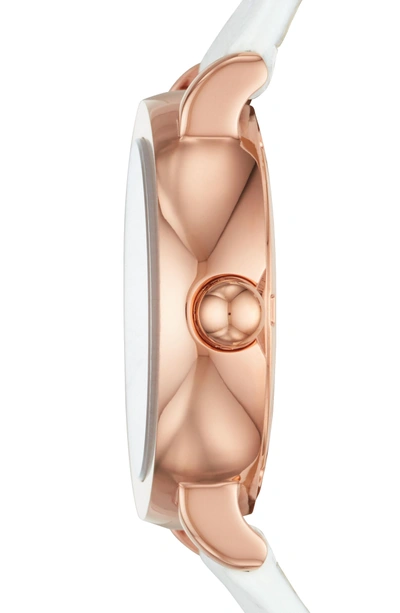 Shop Marc Jacobs Riley Leather Strap Watch, 29mm In White/ Rose Gold