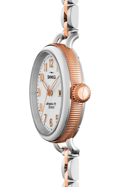 Shop Shinola 'the Birdy' Bracelet Watch, 34mm In Silver/ Pearlized White