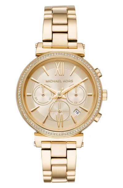 Shop Michael Kors Sofie Chronograph Bracelet Watch, 39mm In Gold
