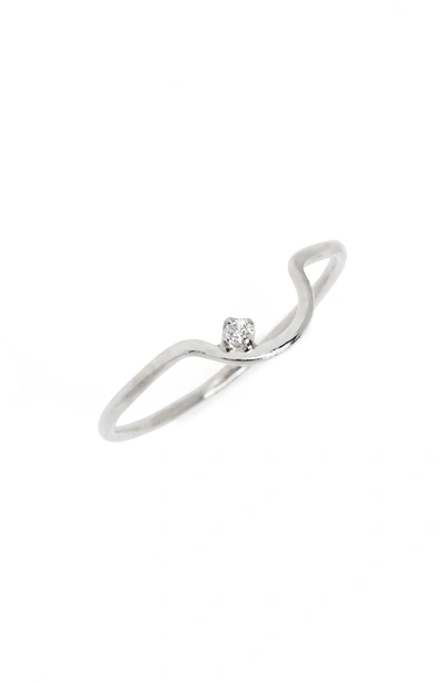 Shop Wwake Arc Lineage Ring In White Diamond/ Sterling Silver