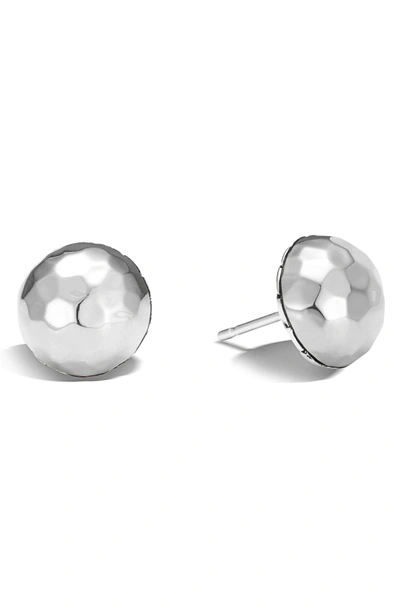 Shop John Hardy Classic Chain Hammered Stud Earrings In Silver