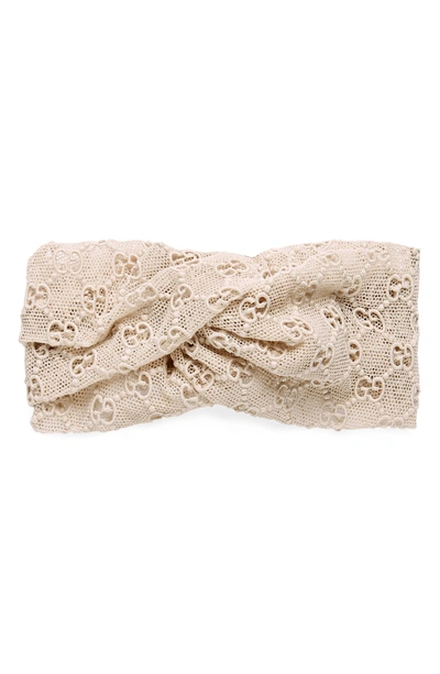 Shop Gucci Gg Macrame Headband In Ivory