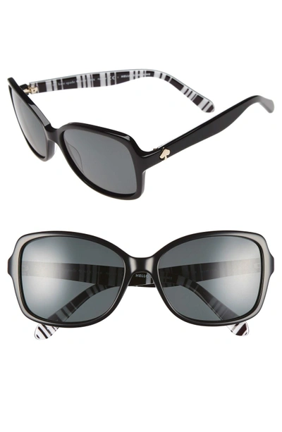 Shop Kate Spade 'ayleen' 56mm Polarized Sunglasses - Black/ White Pattern