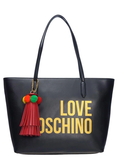 Shop Moschino Tote Bag Pom Pom In Nero