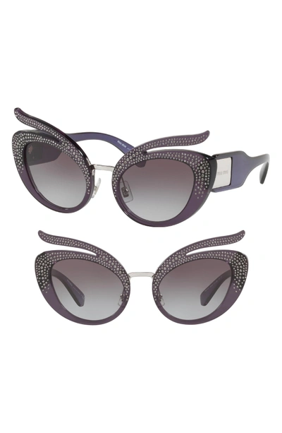 Shop Miu Miu 53mm Pave Cat Eye Sunglasses - Violet