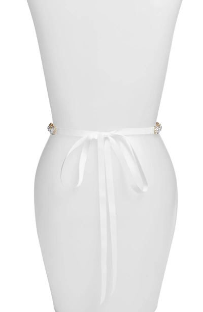Shop Kate Spade Imitation Pearl & Crystal Belt In Bridal Cream