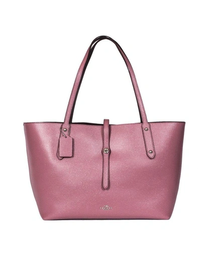 Shop Coach Pink Leather Tote Bag