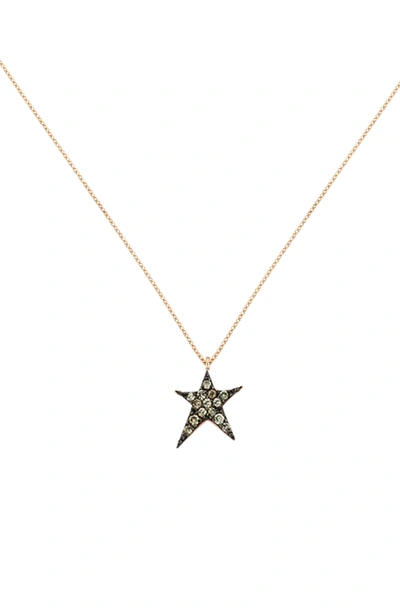 Shop Kismet By Milka Struck Star Champagne Diamond Necklace In Rose Gold