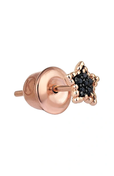 Shop Kismet By Milka Black Diamond Beaded Star Stud Earring In Rose Gold