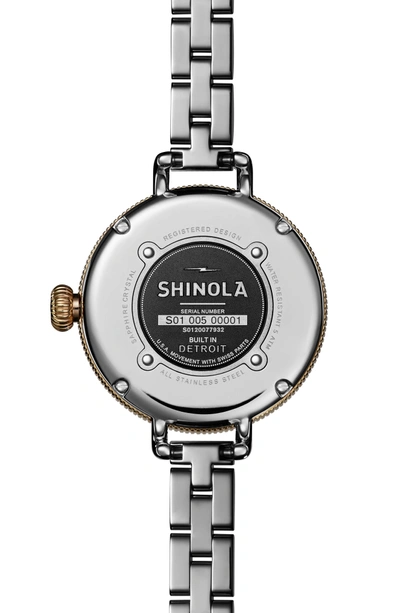 Shop Shinola 'the Birdy' Bracelet Watch, 34mm In Silver/ Bedrock Mop/ Gold
